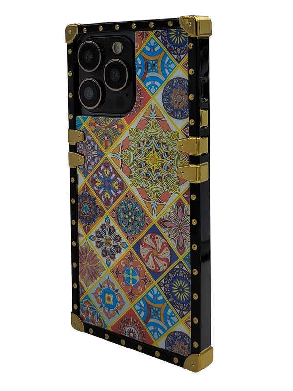 Bohemian Style Checked iPhone Case with Ring Holder