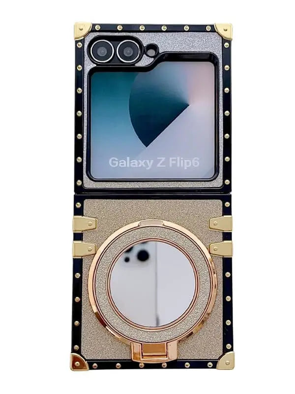 Glitter Samsung Z Flip Phone Case with Mirror Stand Compatible