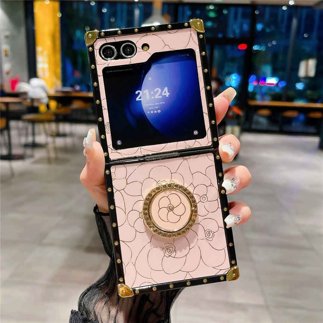 abstract floral galaxy z flip 5 case