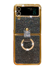 black leather galaxy z flip 3/4 case