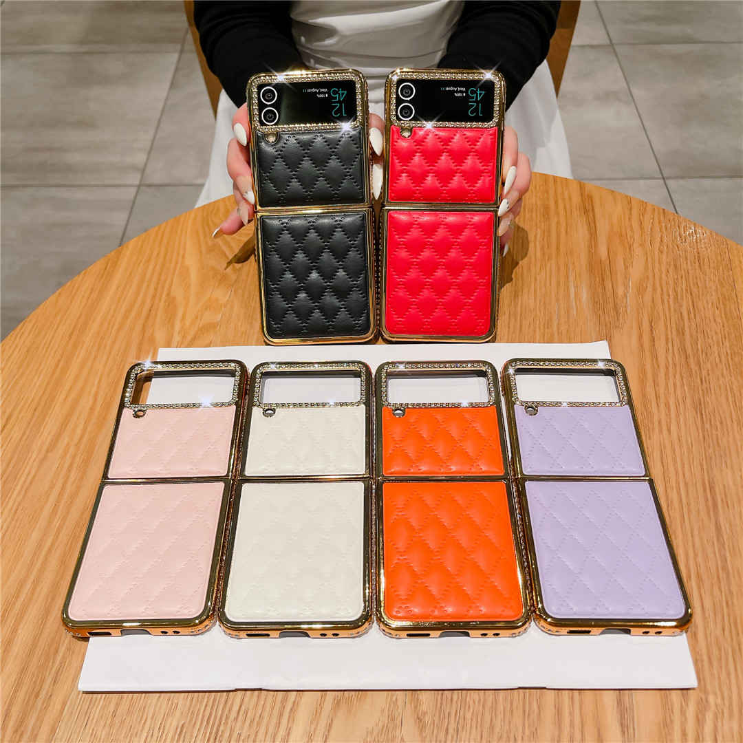 Dashed Diamond Soft Leather Galaxy Z Flip 3/4/5 Case