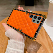 orange quilted galaxy phone case