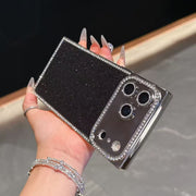 iPhone 17 Pro Max Phone case with glittery border held by a hand