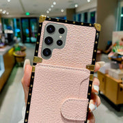 pink leather s24 phone case