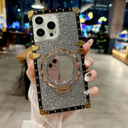 silver iPhone case with mirror ring