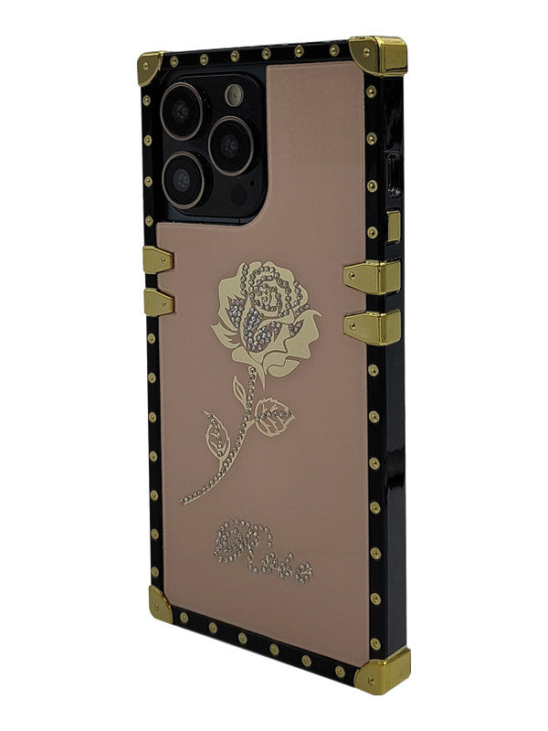 Coffee Sparkle Rose Square iPhone Case