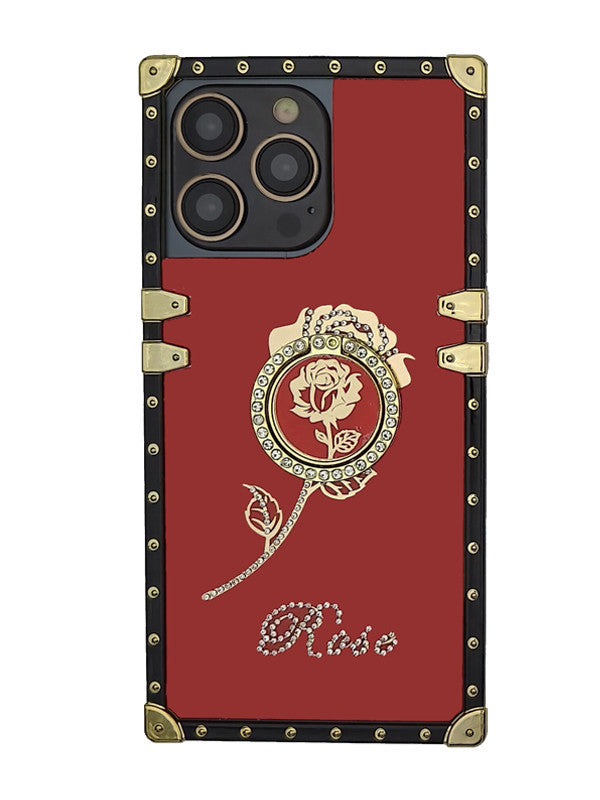 Rhinestone Rose iPhone Case with Ring