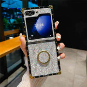 glitter z flip phone case with ring