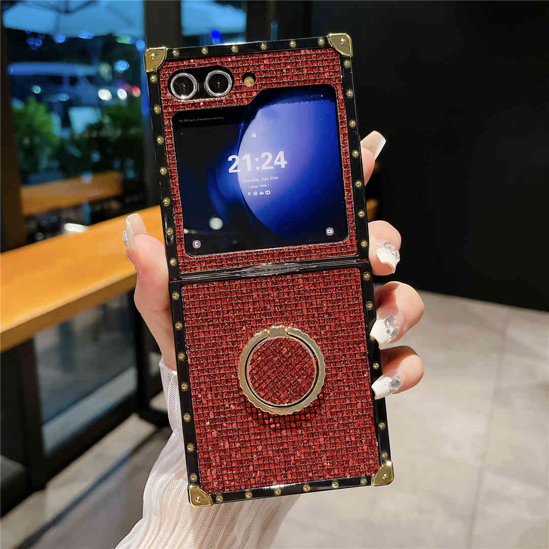 red glitter samsung phone case with ring