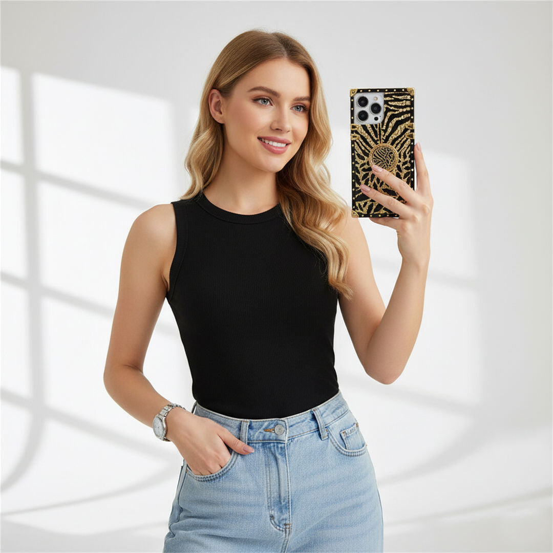 Moda gold feather phone case