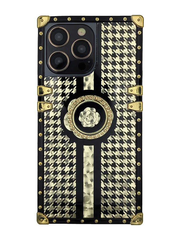 gold houndstooth square iphone case