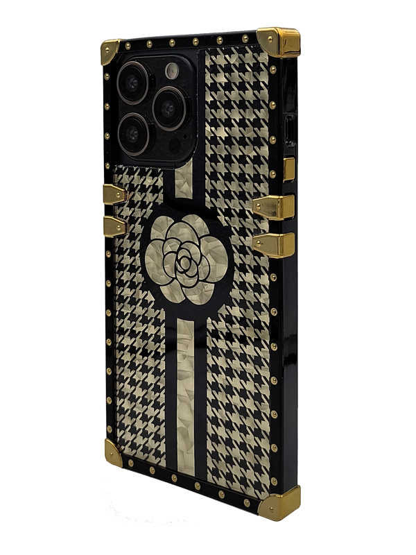 Gold Houndstooth iPhone Case with Ring