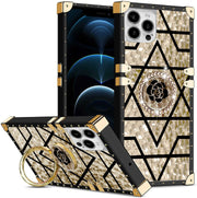 geo gold flakes square iphone case