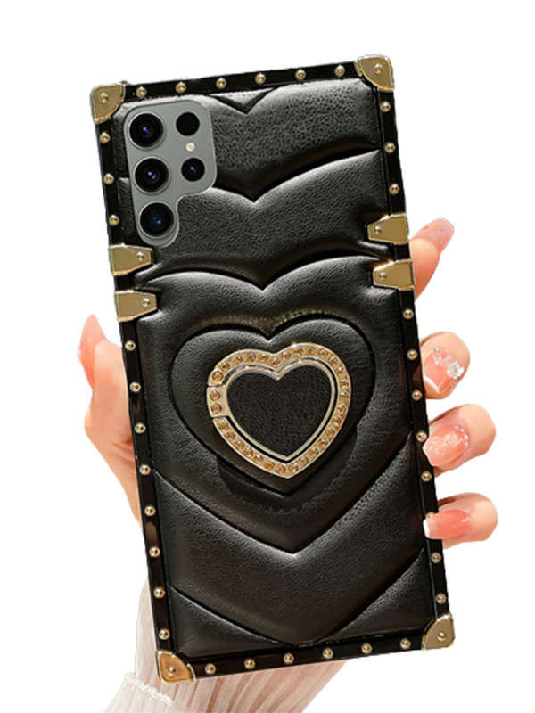 heart pattern soft leather samsung case