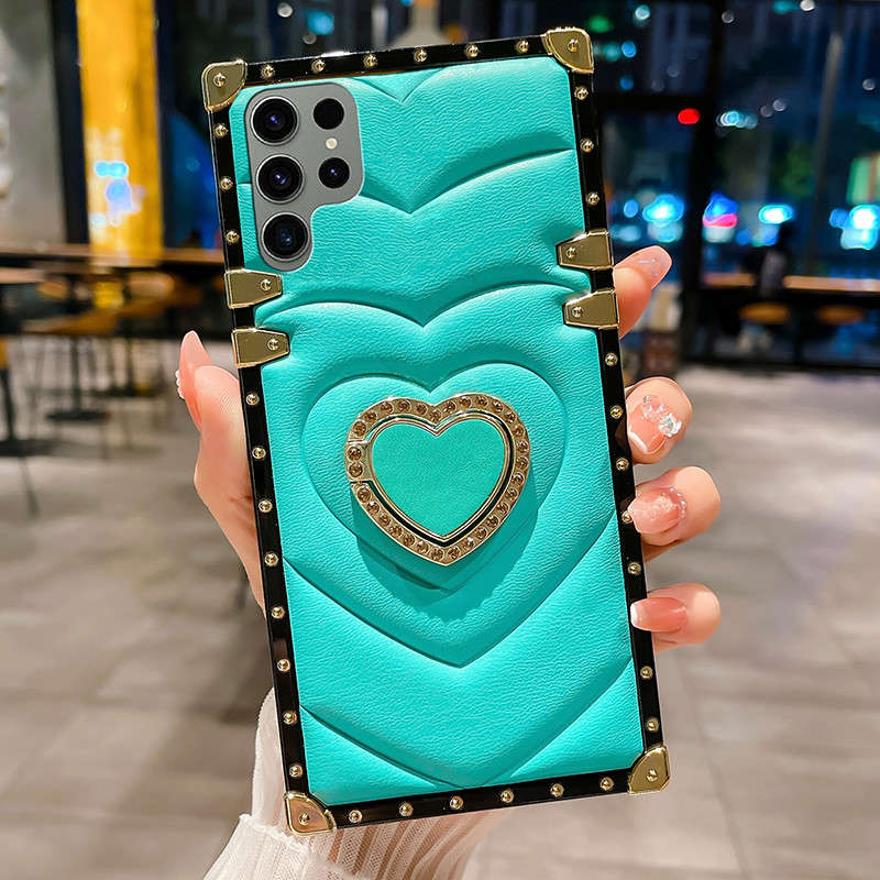 cyan leather samsung case with ring