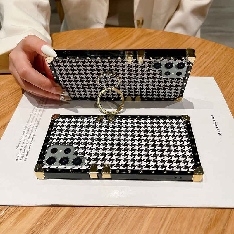 houndstooth galaxy phone case with ring