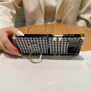 houndtooth z flip case with ring