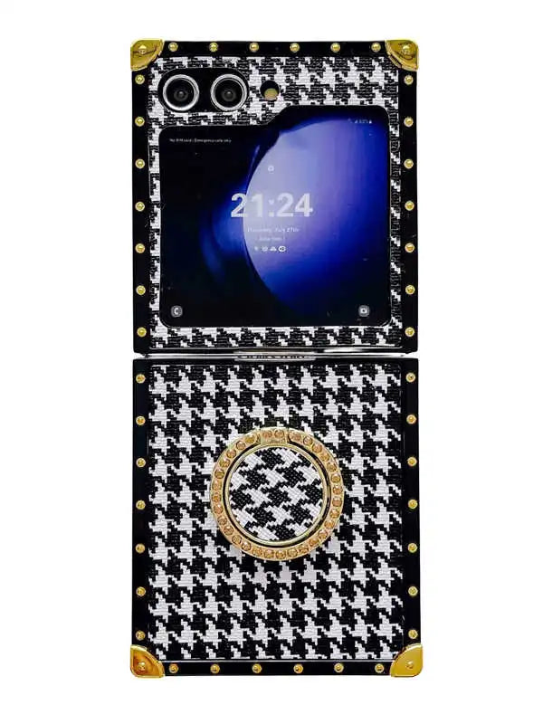 houndstooth z flip phone case