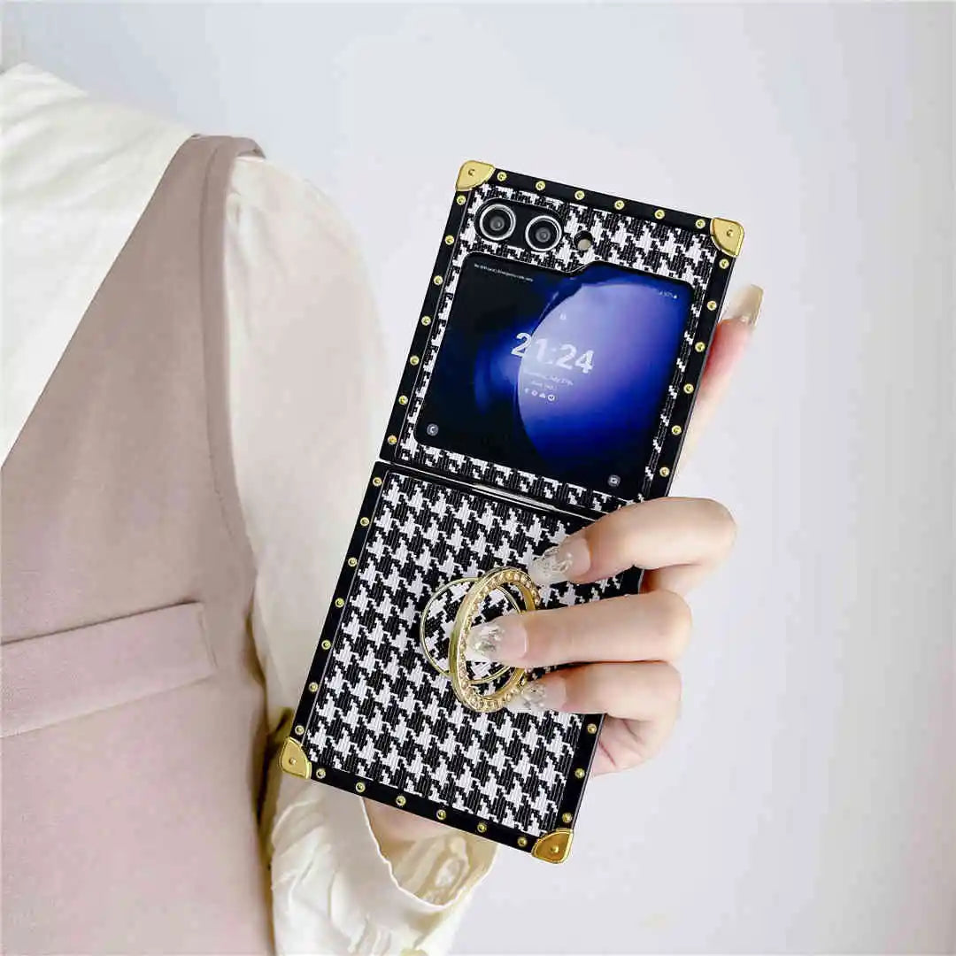 z flip phone case with finger ring