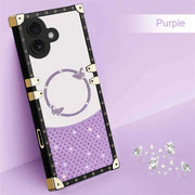 Phone case with decorative elements on a purple background