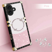 Phone case with decorative elements on a pink background