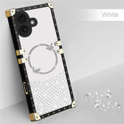 Phone case with decorative elements on a gray background