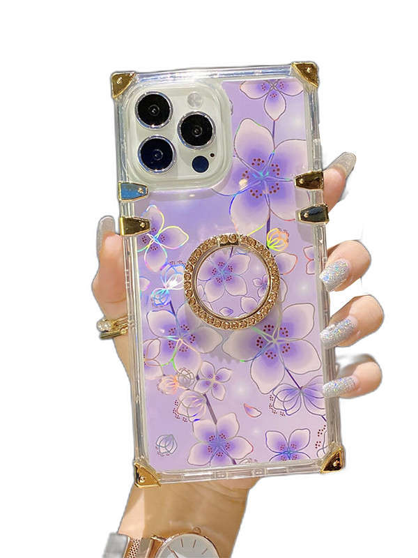 lavender floral square iphone case