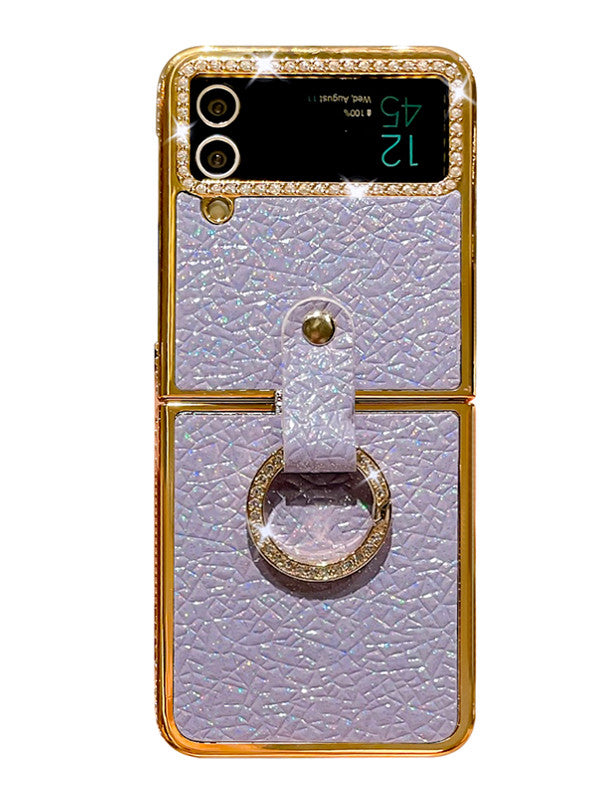 lavender leather galaxy z flip 3/4 case