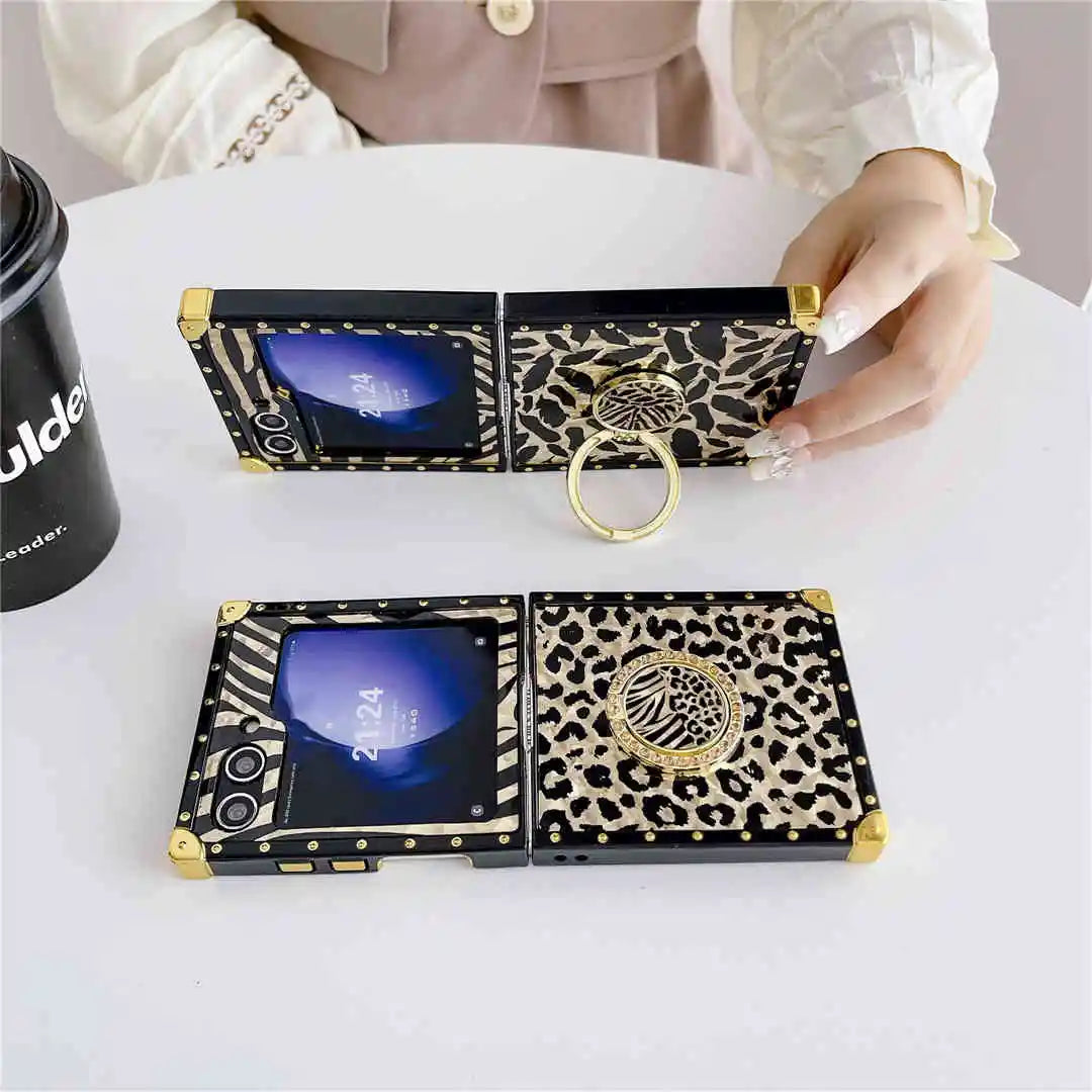 leopard z flip 5 case with ring stand
