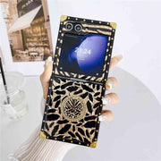metallic feather z flip phone case