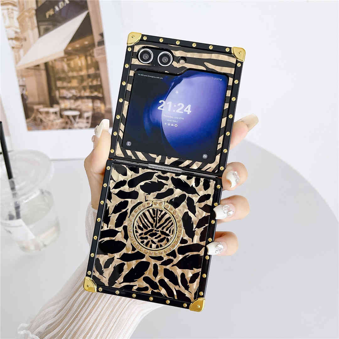 metallic feather z flip phone case