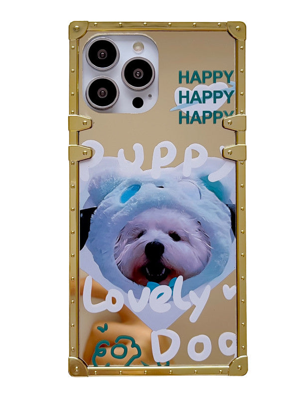 Cute Dog Mirror Square iPhone Case