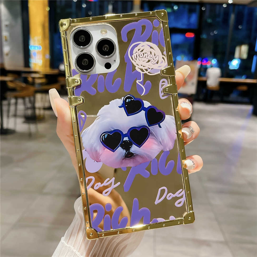 Cute Dog Mirror Square iPhone Case