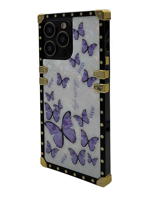 Purple Butterfly Square iPhone Case