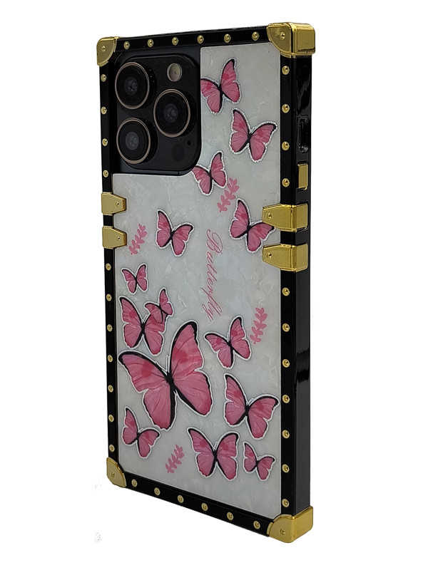 Opal Shell Red Butterfly iPhone Case with Ring