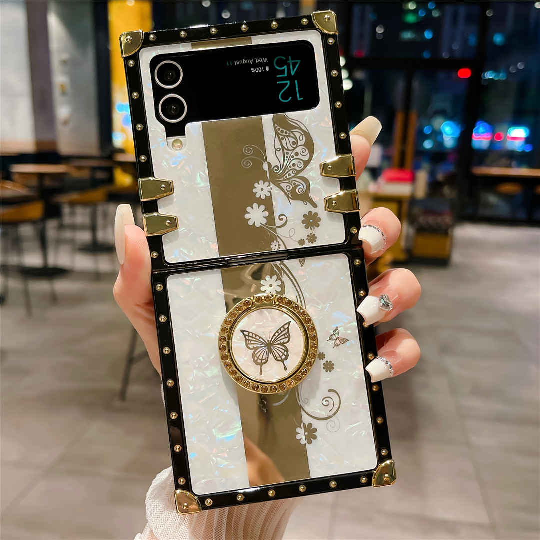 white opal shell phone case with ring