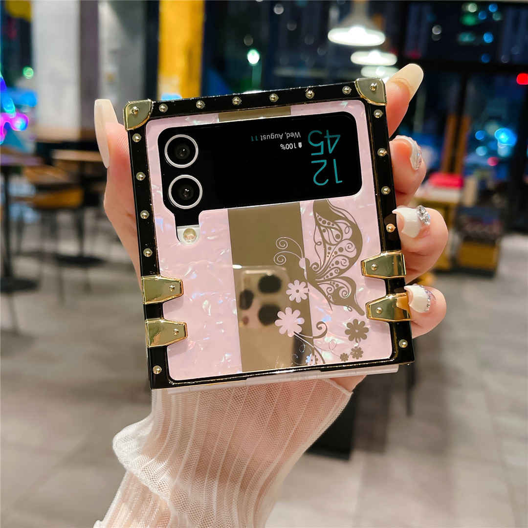 opal shell z flip case with ring