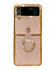 pink leather galaxy z flip 3/4 case