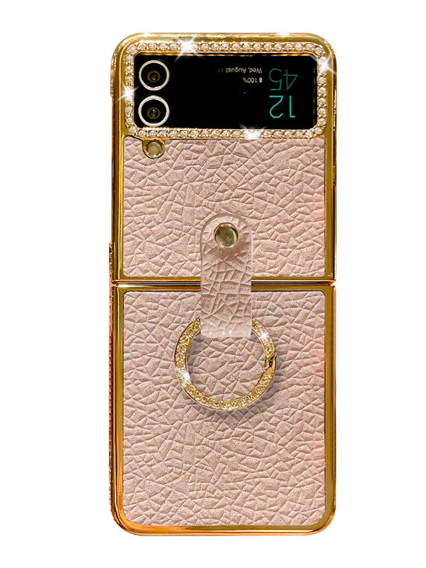 pink leather galaxy z flip 3/4 case