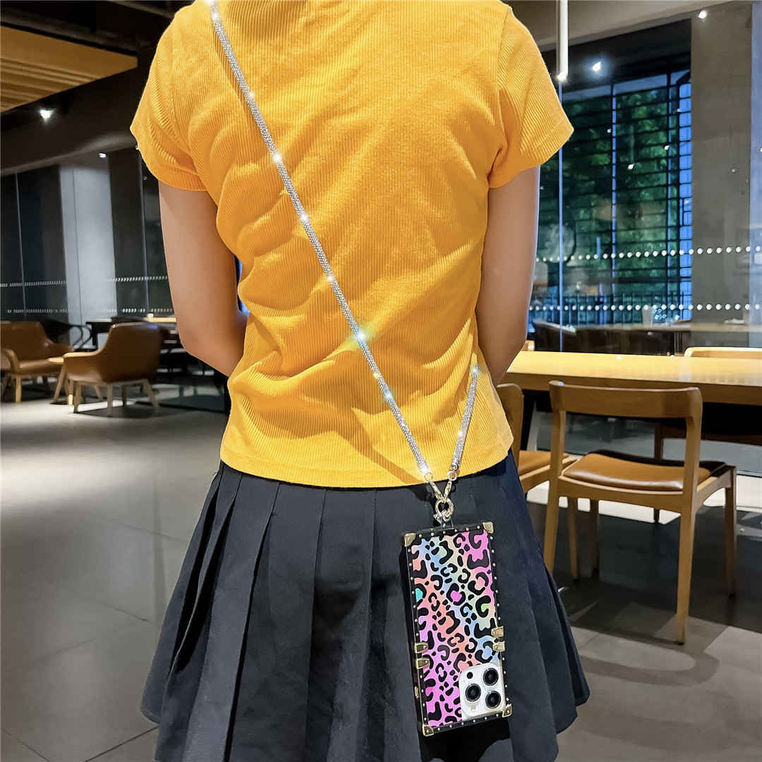 leopard iphone case with crossbody strap