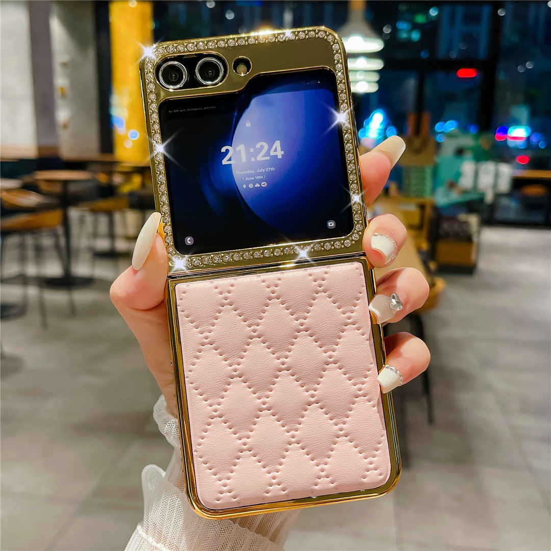 pink leather z flip 5 case