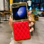 red leather galaxy z flip case