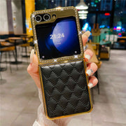 black leather z flip 5 case