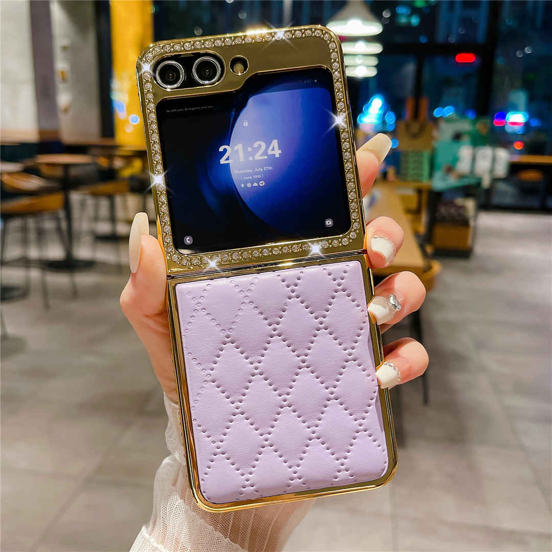 purple leather z flip 5 case
