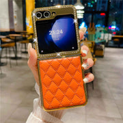 orange leather z flip 5 case