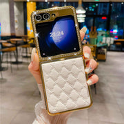 black leather galaxy z flip 5 case