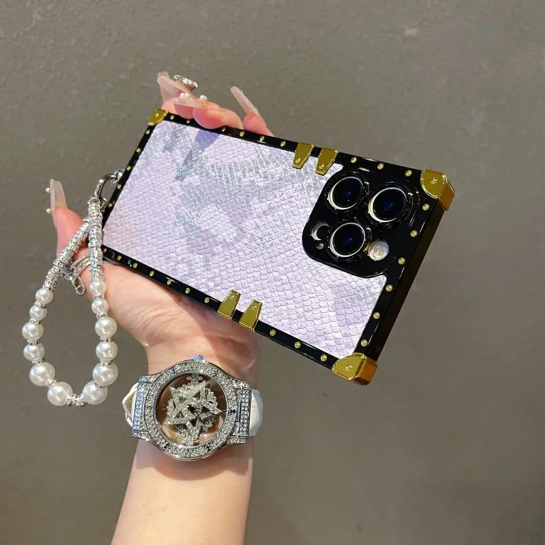 rectangle snake skin phone case