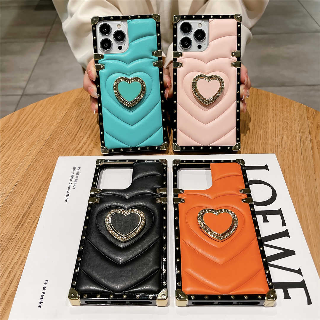Soft Textured Heart Print Square iPhone Case