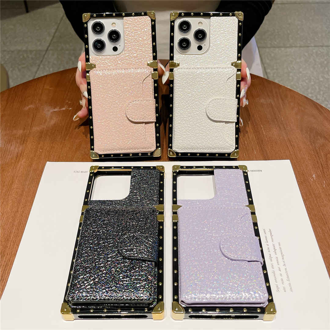 Speckled Dots Wallet Square iPhone Case with Cardholder