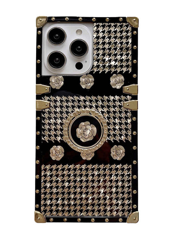 gold houndstooth square iphone case